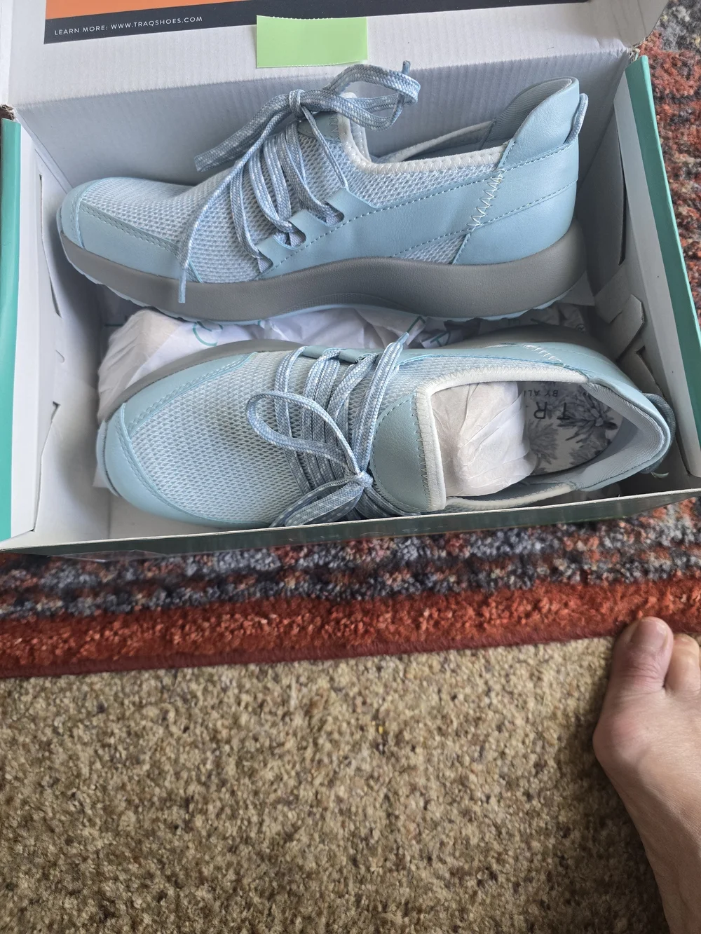 Traq by Alegria Light Blue Women's Athletic Slip-On Lace Sneaker